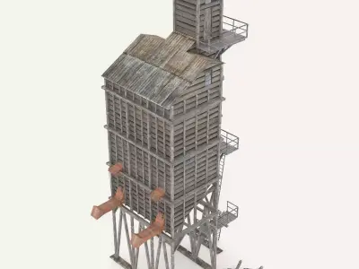 Old coal wooden tipple 3D model