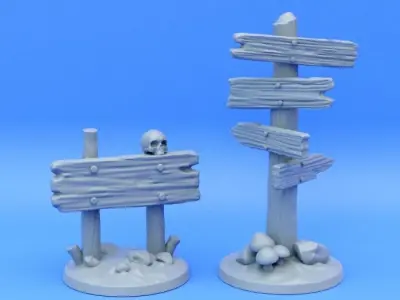 Fantasy - Medieval road signs and lampposts 3D print model