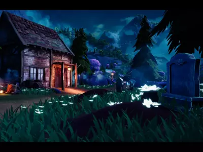 Modular Stylized Village Low-poly 3D model