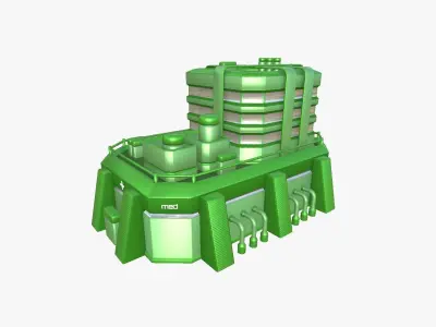 SciFi Hospital A06 Green - Sci Fi Exterior Design Low-poly 3D model