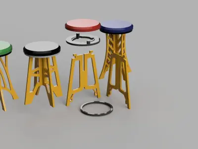 Bar Chair High Chair Stool 3D print model