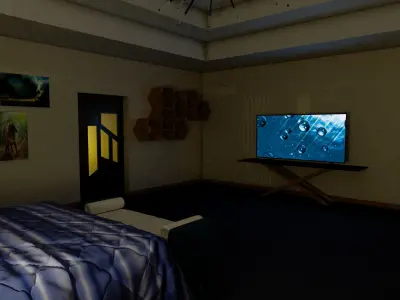 Basic Apartment Model Bedroom Bath Office Free low-poly 3D model