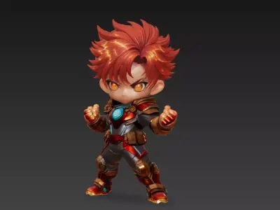 Chibi Arc-Reactor Armored Hero High-Detail 3D Character Model 3D model