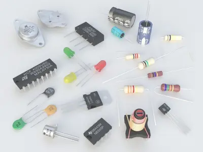 electronic components Low-poly 3D model