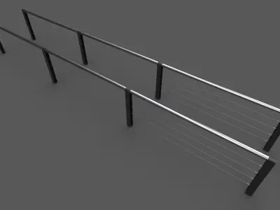 Modular city railing Low-poly 3D model