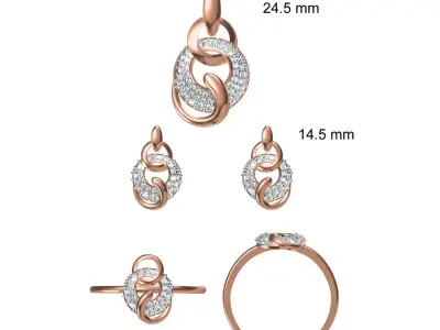 Light wt Ring Earrings Pendant set stl jcd 1-render details 3D print model 42