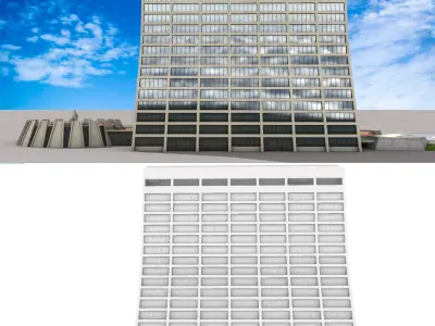 Wilson Hall Fermilab building Low-poly 3D model