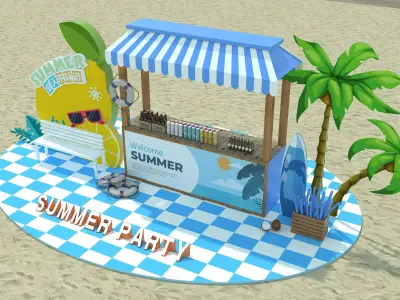Beach leisure 3D model purchase