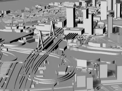 3D Boston 3D Map 3D City Art Landmark Boston Skyline 3D Art 3D print model