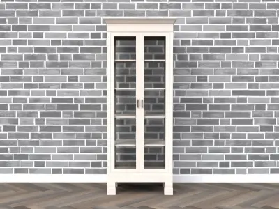 Cabinet tall wooden bookcase with shelves Low-poly 3D model