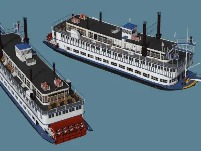  Paddle Wheeled Steamboat 