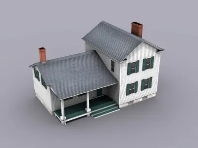 Big White House Low-poly 3D model