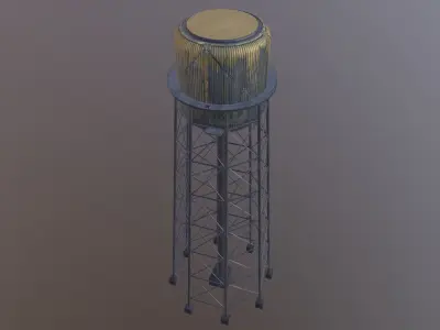Farm Water Tower Low-poly 3D model