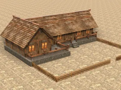 Old medieval townhouse 3D model Low-poly 3D model