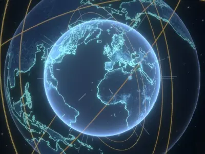 Animated Hologram Planet Earth No 2 With 50 Sci-Fi Music Tracks Low-poly 3D model