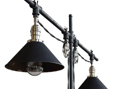 Double Industrial Style Floor Lamp 3D model