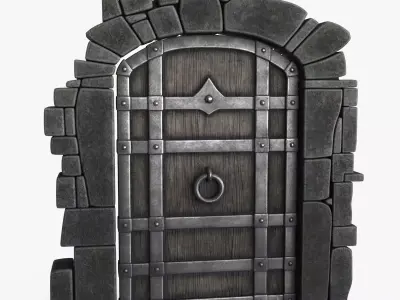 Old Wood Door v4 Low-poly 3D model