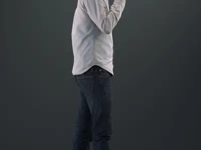 european man in casual clothing standing making a phone call 3D model