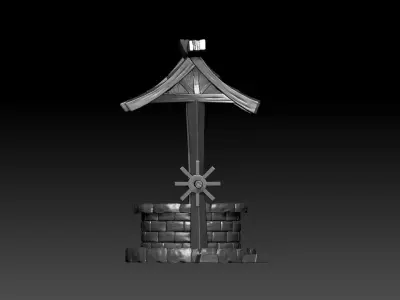 Old well High-poly 3D model Free 3D model