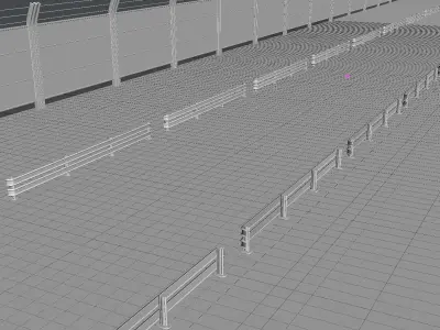 Road PBR metal fence Low-poly 3D model