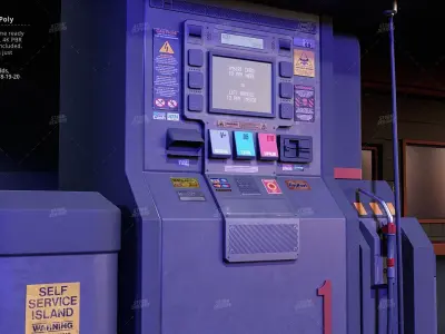 Cyberpunk Gas Station Mid Poly 3D PBR UE5 Low-poly 3D model