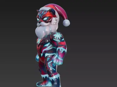 Panther Guardian Santa Futuristic Warrior Santa 3D Character Low-poly 3D model