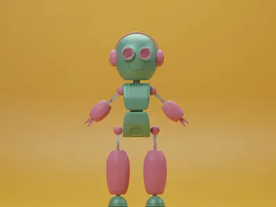 Robot cartoon character  Low-poly 3D model