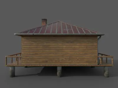 Abandoned Old Wooden House Low-Poly PBR Game Ready 3D Model Low-poly 3D model