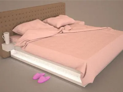 Bed with bottom light Free 3D model