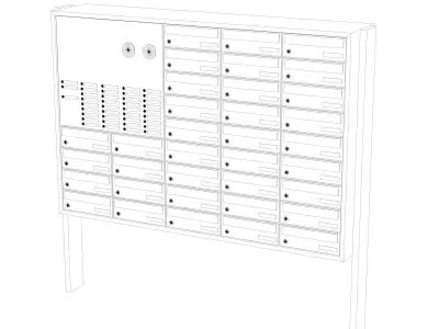 Simple Mailbox System Array Mailboxes Low-poly 3D model