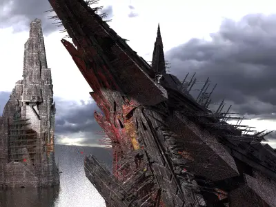 Future civilization Tower Monoliths 2 3D model