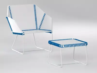 Textile Armchair and Coffee Table 3D model