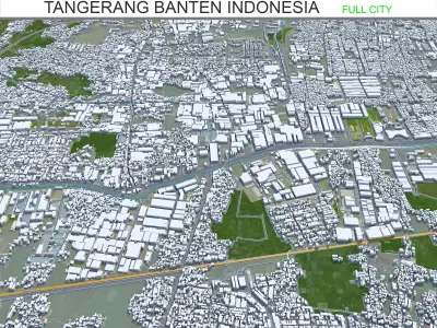 Tangerang Banten Indonesia 25km Low-poly 3D model