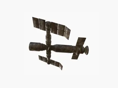 Satellite F11 Destroyed - SciFi Space Design Low-poly 3D model