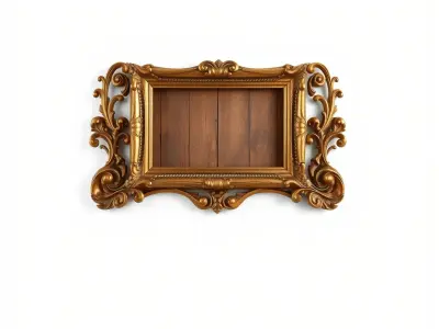 Ornate Renaissance Golden Frame model pack Low-poly 3D model