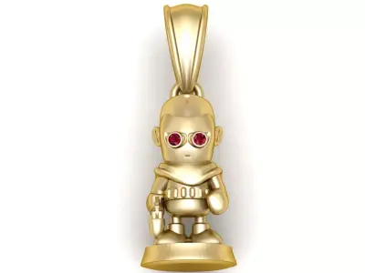 gold robot pendant  3D print model