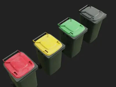 Wheelie Bin Low-poly 3D model