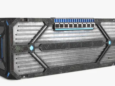 3D Sci-fi Container set of 3 v2 Low-poly 3D model