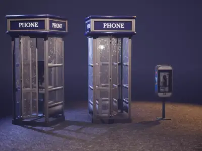 Stylized Pay Phone Low-poly 3D model