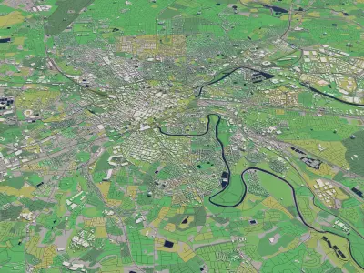 Manchester UK 25x25km City Map 3D model