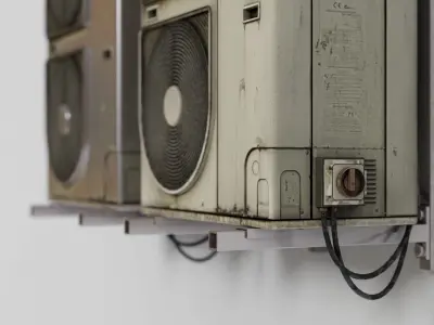 Toshiba Air Conditioner Unit Low-poly 3D model