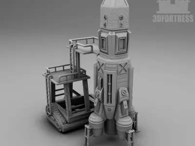 Rocket and rocket launcher 3D print model