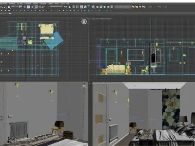 Modern Bedroom Interior Scene 3D model  3D model