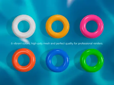 Realistic Inflatable Pool Rings Pack 3D model