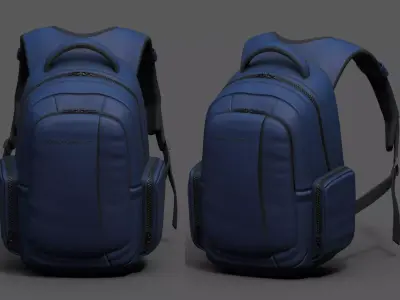 Backpack human generic blue scifi fantasy space millitary  Low-poly 3D model