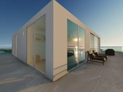 Exterior and interior of beach house 3D model