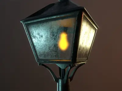 Street Lamp Low-poly 3D model 10