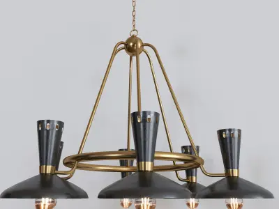 Vortex 6 Light Wagon Wheel Chandelier 3D model