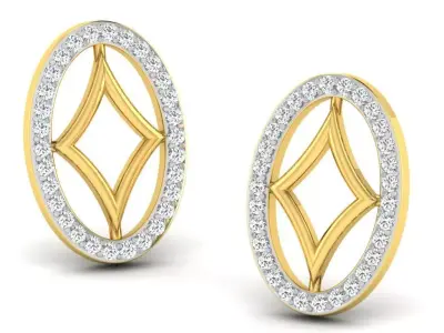 Gold Diamond Women Earring 3D print Model 3D print model 117