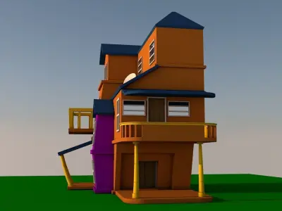 Cartoon house  Low-poly 3D model